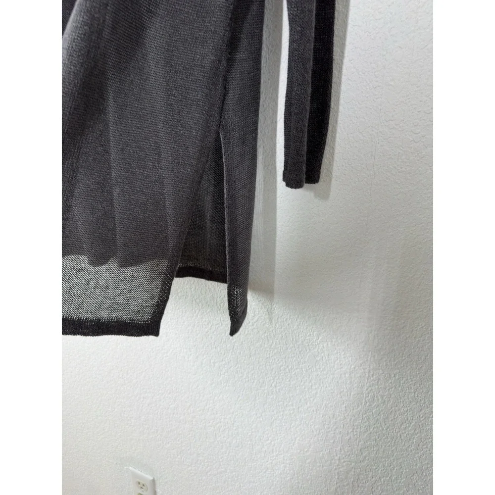 NWT J Jill Petite PL Linen Blend‎ Duster Cardigan Open Knit Lightweight Gray